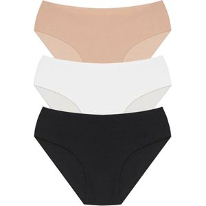 Bamboe Damesslips - Lage Taille Slips - 3 stuks - Beige - Wit - Zwart - Maat S - Antibacterieel - Hoge Kwaliteit