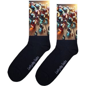 LuckyDay Socks - Knikker sokken - Verjaardag cadeau vrouw en man - Vrolijke sokken - Valentijns cadeau - Kerst sokken - Grappige sokken - Leuke dames en heren sokken - Moederdag - Vaderdag - Socks maken Happy - Maat 37-44