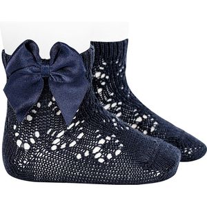 Cóndor Sokken Opengewerkt Satijnen Strik | 2506/4 | Navy/Donkerblauw | 0-3 mnd | Maat 000