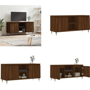 vidaXL Tv-meubel 104x35x50 cm bewerkt hout bruineikenkleurig - Tv-meubel - Tv-meubelen - Tv Kast - Opbergkast