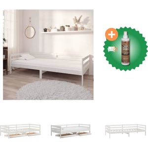 vidaXL Slaapbank met lades massief grenenhout wit 90x200 cm - Bed - Inclusief Houtreiniger en verfrisser