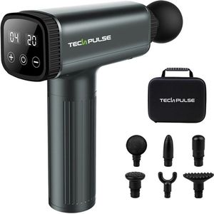 Techpulse Massage Gun Professioneel – 30 Snelheden – Stil & Krachtig – Voor Spierherstel & Ontspanning – 6 Opzetstukken Inclusies Luxe Koffer – Massage Apparaat