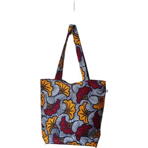 Jacqui's Arts Designs - African design - schoudertas -kleurrijk - Afrikaanse print - Afrikaanse stof - tote tas - bruiloftsbloemen- geel -rood - zwart
