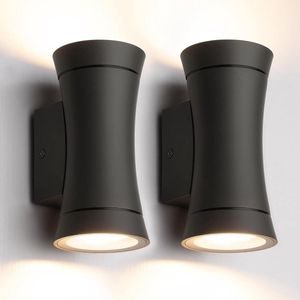 LED Wandlamp Buiten Binnen 2 stuks Zwarte - Waterdichte Wandlamp IP44 voor Huiswand Terrasverlichting .