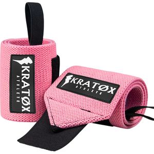 KRATØX 2 Stuks Wrist Wraps - Polsbrace - Polsbandage - Krachtraining - Polsbescherming - Fitness & Crossfit - Roze