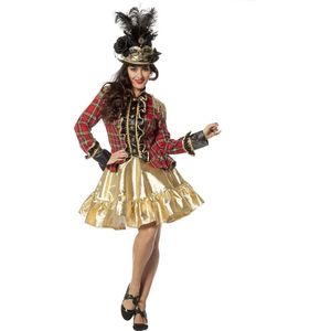 Wilbers & Wilbers - Jaren 20 Danseressen Kostuum - Elegante Schotse Hoogland Jas Vrouw - rood - Maat 42 - Carnavalskleding - Verkleedkleding