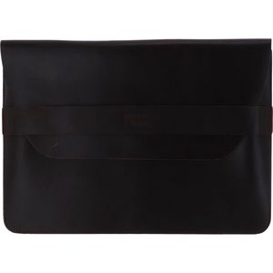 BUCKLE & SEAM Leren Laptop hoes met laptopvak Terra Leather Laptop Sleeve Brown Donkerbruin