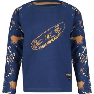 4President- jongens-shirt, longsleeve-Manfred-kleur: bruin, blauw, wit-maat 116