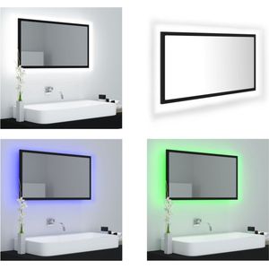 vidaXL Badkamerspiegel LED 80x8-5x37 cm acryl zwart - Spiegel - Spiegels - Badkamerspiegel - Badkamerspiegels