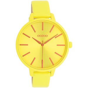 OOZOO Timepieces - Neon gele OOZOO horloge met neon gele leren band - C11184