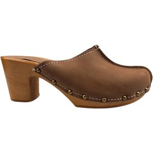 Dina heels nubuck leer - coffee brown - hak 7cm - maat 40