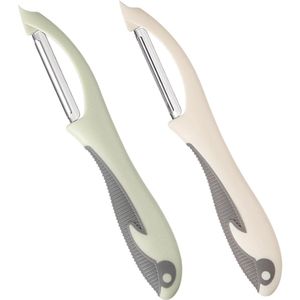 Unyqoos® Set van twee roestvrijstalen dunschillers met ergonomische antislip handgreep