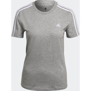 adidas Sportswear Essentials Slim 3-Stripes T-Shirt - Dames - Grijs- XL