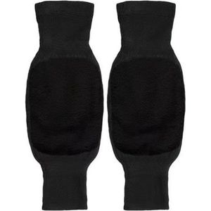 1 paar heren dames fuzzy beenwarmers fleece gevoerde kniebeschermer rekbare winter warme verdikte pluche gebreide been (één maat) - zwart