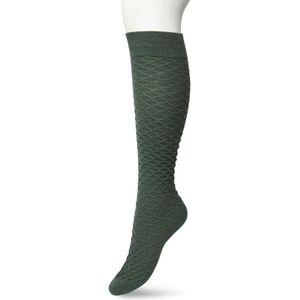 Bonnie Doon Bio Kabel Kniekousen Dames Donker Groen maat 36/42 - Kabel patroon in Ruit Vorm - Biologisch Katoen - Uitstekend comfort - Cable Knee High - OEKO-TEX - Gladde Naden - Duurzaam Huidvriendelijk Bio Katoen - Leger - Sycamore - BP211506.374