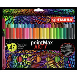 STABILO pointMax - Hardtip Fineliner - Large 0,8 mm - nylon punt - ARTY Etui Met 42 Kleuren