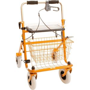 Premis Provo - Rollator - 2de Generatie - Duwbeugel - Met één hand te bedienen - Linkshandig - Maximaal draagvermogen 120 kg - Oranje