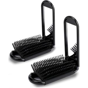Opvouwbare haarborstel met spiegel - Draagbaar en Compact - 2 stuks