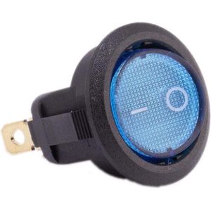 Schakelaar 12V aan uit blauw rond met LED voor elektrische kinderauto - kindermotor - kinderquad - kindertractor - accuvoertuig