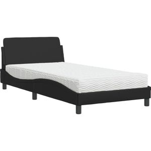 vidaXL - Bed - met - matras - kunstleer - zwartx200 - cm