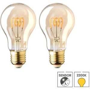 Lybardo - E27 LED Sensor Lamp - 4W - 2200K Extra Warmwit Licht - 2-pack