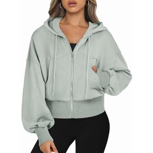 Cropped Sweatjack voor Dames met Capuchon en Rits