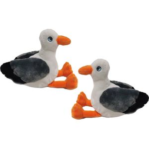 Pia Soft Toys Knuffeldier Meeuwen - 2x - zachte pluche stof - premium kwaliteit knuffels - Vogels - 19 cm - Meeuwen