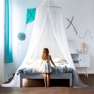 Wit muskietennet voor bed luifel,Grote koepel opknoping bed netto tent voor tweepersoons/eenpersoonsbed, 12 meter dekking ideaal voor thuis of vakantie (White-)