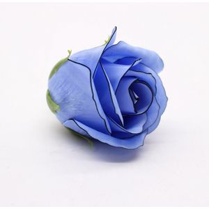 Ambachtelijke Zeepbloemen boeket - Med Rose - Blauw Met Zwarte Rand