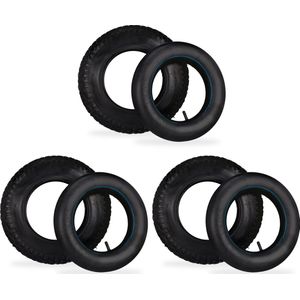 Relaxdays steekwagenband met binnenband - set van 3 - reserveband 3.50-8 - profiel - 154 kg - zwart