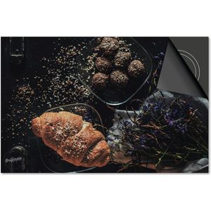 Inductie beschermer 90x52 - afdekplaat inductie mat - Dietrix Kookplaat beschermer - DELUXE - Food - Croissant op donker