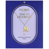 Lucardi - Dames Stalen Goldplated Ketting - Goudkleurig - 47 cm