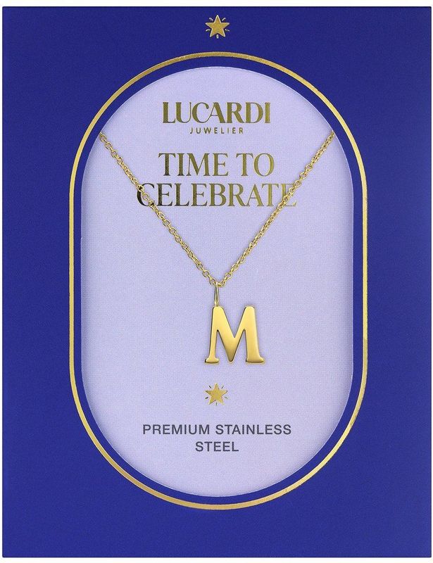 Lucardi - Dames Stalen Goldplated Ketting - Goudkleurig - 47 cm