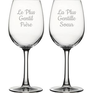 Witte wijnglas gegraveerd - 36cl - Le Plus Gentil Frère & La Plus Gentille Soeur