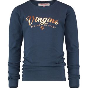 Vingino Longsleeve Logo Meisjes Katoen Donkerblauw Mt 104