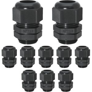 10 stuks 3/4 inch NPT nylon kabelwartels - IP68 waterdichte kabelconnectoren voor 13-18 mm kabeldiameter