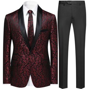 Allthemen Heren Pak Eenknops Middenspleet - Sjaalkraag Paisley Elegante sjaalkraag - S