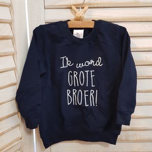 Sweater trui shirt voor kind - Ik word grote broer - blauw - Maat 74 - Big brother - Familie uitbreiding - Zwangerschap aankondiging