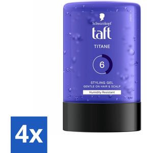 4 x Taft - Titane 6 - Styling Gel - Krachtige fixatie - 300 ml - Haar Gel - Sterke Fixatie - Titanium Hold - Vochtbestendig - Plakkerig