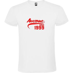 Wit T-Shirt met “Awesome sinds 1999 “ Afbeelding Rood Size XXXXL