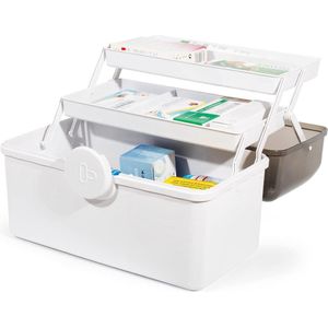 Medicijnenopslag - Medicijndoos - Huisapotheekbox - Medicijnkoffer Groot (Wit)