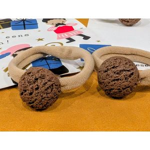 Sinterklaas pepernoten elastieken haaraccessoires 2 sets 4 stuks