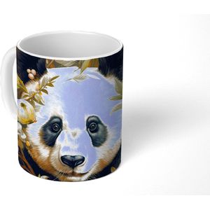 Mok - Koffiemok - Panda - Pandabeer - Wilde dieren - Natuur - Bloemen - Mokken - 350 ML - Beker - Koffiemokken - Theemok