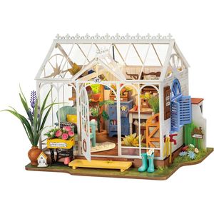 Doe-het-zelf miniatuurhuisset, tuinhuis, bouwpakket van houten poppenhuis, met led voor volwassenen en kinderen, verjaardagscadeau voor de feestdagen