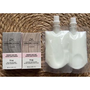 DUOPACK - Wella Color Charm Liquid Toner - T14&T18 + developer - Pale Ash Blonde/Lightest Ash Blonde - Wella Toner - Haartoner - Haarkleuring - As blond - Ashblonde - Licht blond - Platina blond - Antigeel - Anti Yellow - Antiorange