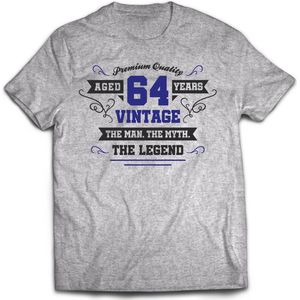 64 Jaar Legend - Feest kado T-Shirt Heren / Dames - Antraciet Grijs / Donker Blauw - Perfect Verjaardag Cadeau Shirt - grappige Spreuken, Zinnen en Teksten. Maat XXL
