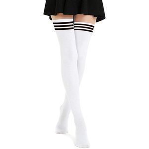 Dames super lange sokken - casual dames knie sokken - lange sokken - dij hoge sokken - sportsokken - Wit