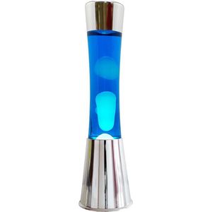 i-Total Lavalamp - Lava Lamp - Sfeerlamp - 40x11 cm - Glas/Aluminium - 30W - Blauw met witte Lava - Zilver - XL1773