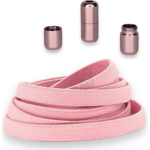 Agletless® Roze Platte Elastische Veters Zonder Strikken 9mm - Luxe Draaicapsule Snelsluiting - 1 Paar - Kinderen & Volwassenen | One-Size-Fits-All