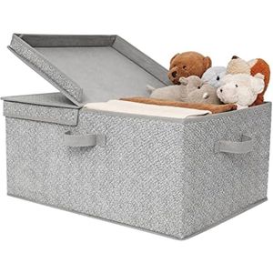 Selbro ® Extra Grote Opbergdoos met Deksel - Opvouwbare Opbergmand voor Kleding, Speelgoed en Meer - Grijs